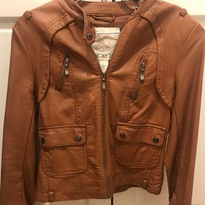 Tan Faux Leather Moto Jacket